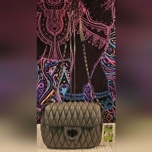 Badgley Mischka Quilted Vegan Leather Shoulder Bag - Gray